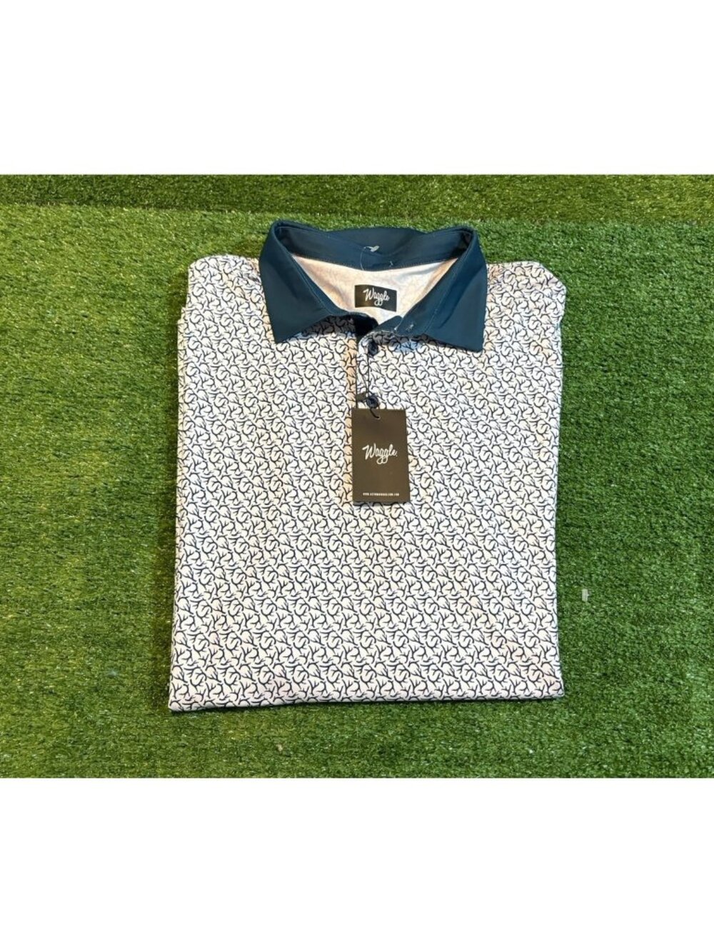 Waggle polo mens 2XL white blue rolling stag lighweight breathable moisture wick